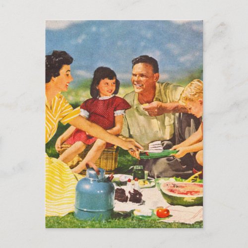 Vintage Family Picnic Postcard