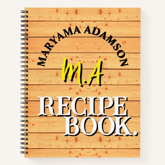 Vintage Family Recipe Book. | Rustic Wooden Notebook (Front)