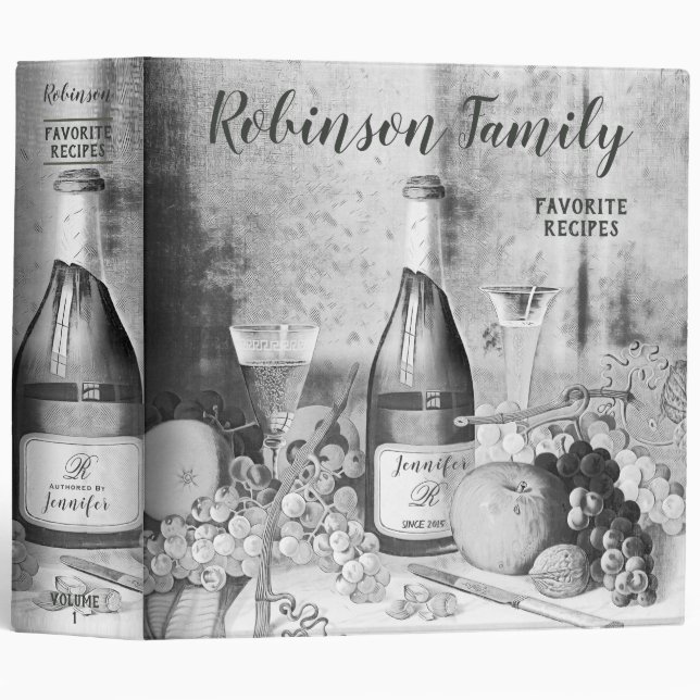 Vintage Family Recipe Cookbook 3 Ring Binder (Front/Spine)