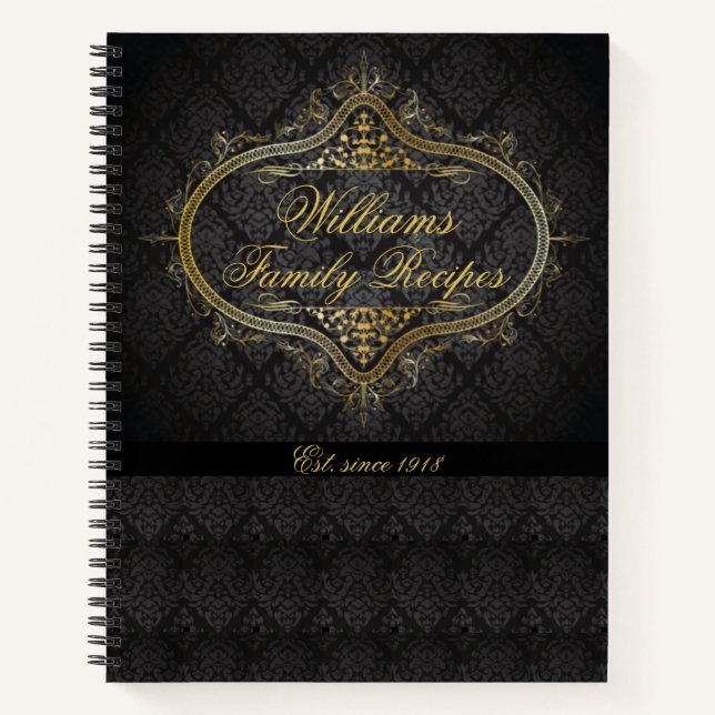 Vintage family recipe personalized notebook (Front)