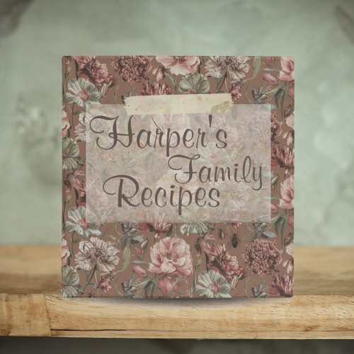 Vintage Family Recipes Botanical floral Binder