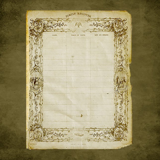 Vintage Family Register Scrapbook Paper (Creator Uploaded)