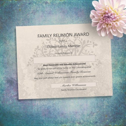 Vintage Family Reunion Award Tree