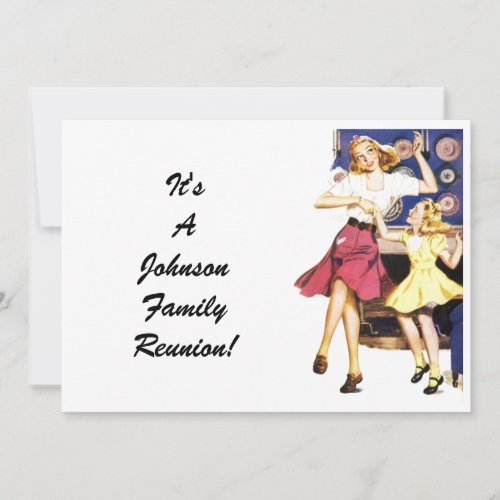 Vintage Family Reunion Happy Mom Child Invitation