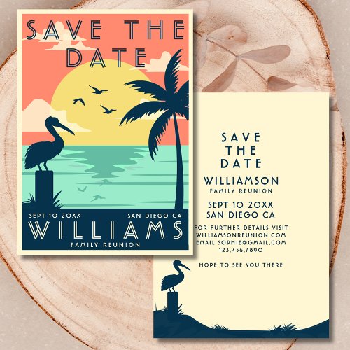 VIntage Family Reunion Save the Date Beach  Deco 