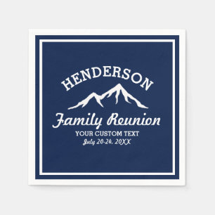 Vintage Family Reunion Trip Navy Blue Mountain Paper Napkins
