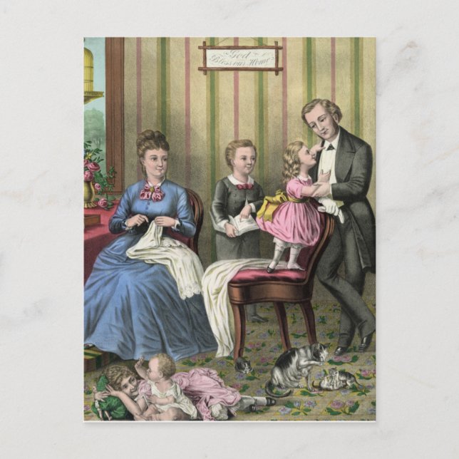 Vintage Family Scene Postcard (Front)