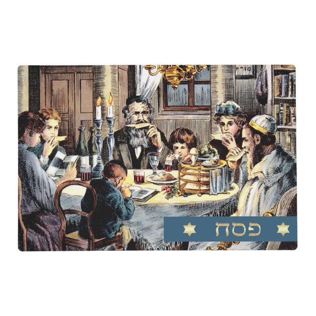 Vintage Family Seder Scene Passover  Placemat (Front)