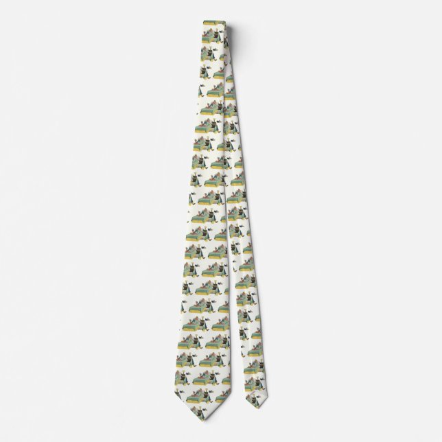 Vintage Family Serving Mom Breakfast in Bed Tie (Front)