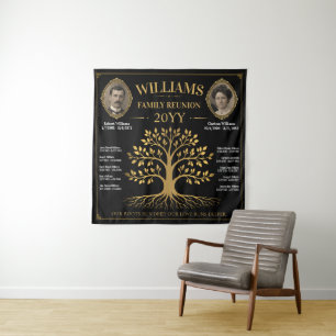 Vintage Family Tree Banner, Custom Family Reunion Tapestry