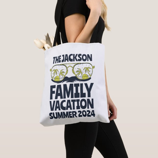 Vintage Family Vacation Beach Holiday Personalized Tote Bag (Close Up)