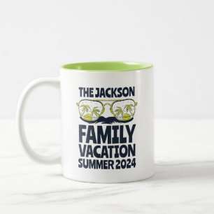 Vintage Family Vacation Beach Holiday Personalized Two-Tone Coffee Mug