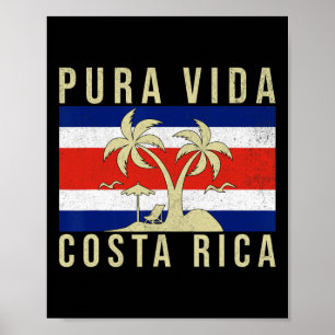 Vintage Family Vacation Costa Rica Flag Pura Vida Poster