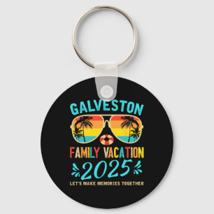 Vintage Family Vacation Galveston Beach 2025 Texas Keychain