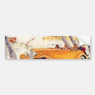 Vintage Family Vacation in a Convertible Car Bumper Sticker