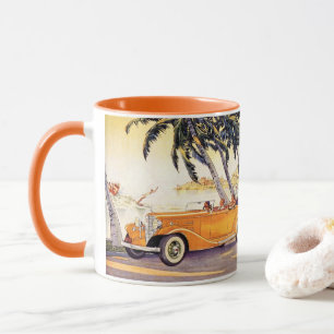 Vintage Family Vacation in a Convertible Car Mug