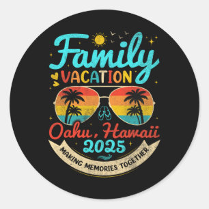 Vintage Family Vacation Oahu Classic Round Sticker