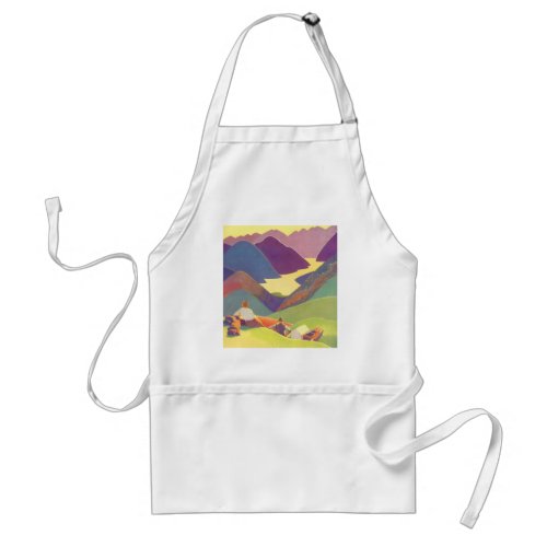 Vintage Family Vacation Picnic in the Mountains Adult Apron