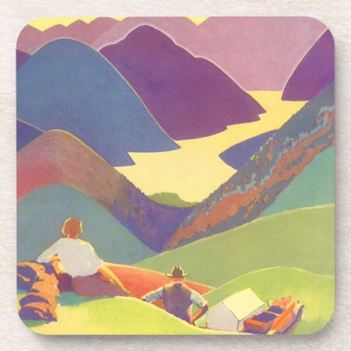 Vintage Family Vacation Picnic in the Mountains Coaster