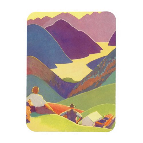 Vintage Family Vacation Picnic in the Mountains Magnet