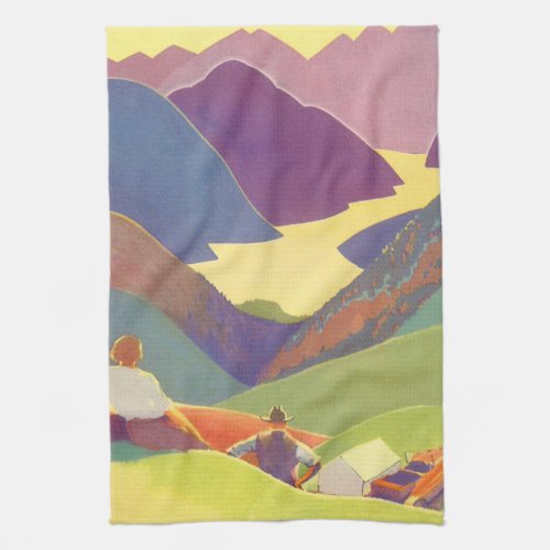 Vintage Family Vacation Picnic in the Mountains Towel