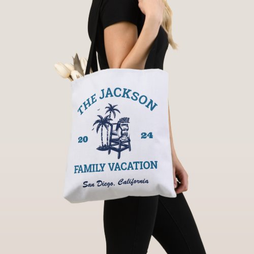 Vintage Family Vacation Retro Logo Beach Holiday Tote Bag