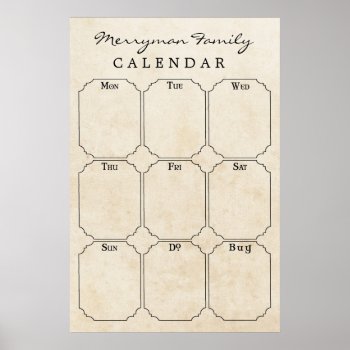 Vintage Family Weekly Calendar Wall Schedule Poster by JoyMerrymanStore at Zazzle