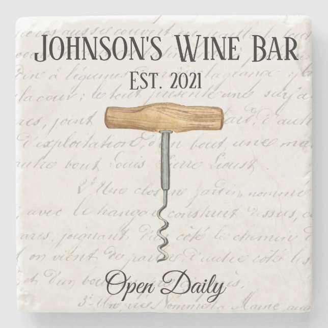 Vintage Family Wine Bar Signature Stone Coaster (Front)