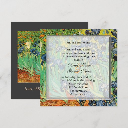 Vintage famous art, Van Gogh, Irises wedding Invitation | Zazzle