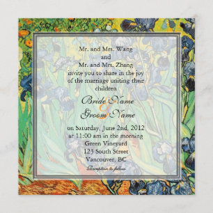 Vintage famous art, Van Gogh, Irises wedding Invitation