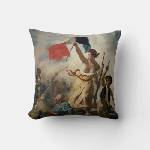 Vintage Famous Painting Liberty Leading the People Throw Pillow