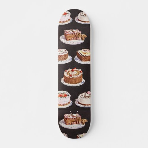 Vintage Fancy Cakes Baker Sweets Cooking Birthday Skateboard