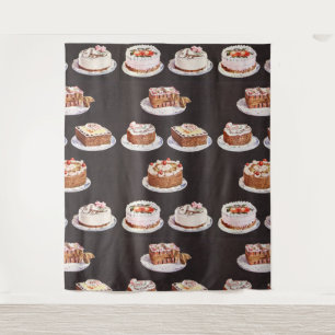 Vintage Fancy Cakes Baker Sweets Cooking Birthday Tapestry