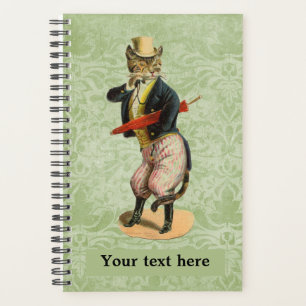 Vintage Fancy Dressed Cat Customizable Planner