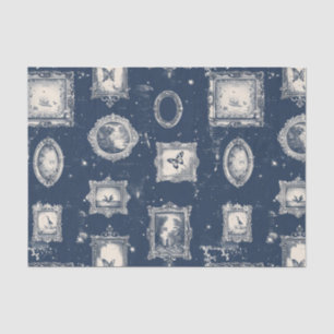 Vintage Fancy Framed Pictures on a Blue Background Tissue Paper