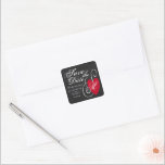 Vintage Fancy Heart - Chalkboard Save the Date Square Sticker<br><div class="desc">These save the date stickers are perfect for any couple planning an elegant vintage wedding.

The chalkboard design can be personalized to suit your special event and will be the perfect announcement for any modern themed party,  including; bridal showers,  engagements,  wedding showers,  birthday parties and much,  much more.</div>