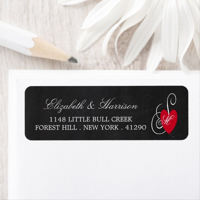 Vintage Fancy Heart - Chalkboard Wedding Labels (Insitu)