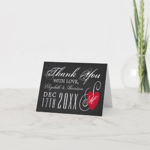 Vintage Fancy Heart - Chalkboard Wedding Thank You Card