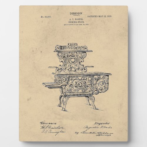 Vintage Fancy Stove Patent Plaque