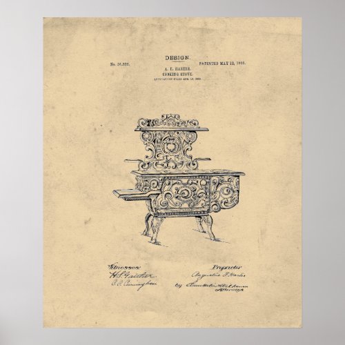 Vintage Fancy Stove Patent Poster