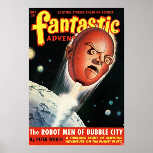 Vintage Fantastic Adventures Robot Science Fiction Poster