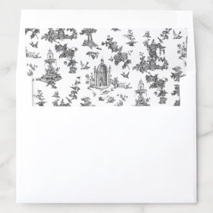 Vintage Fantastic Fountains and Trees Toile-B & W Envelope Liner