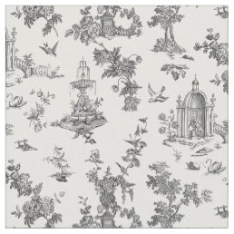 Vintage Fantastic Fountains and Trees Toile-B &amp; W Fabric