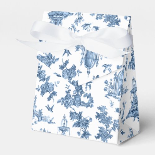 Vintage Fantastic Fountains and Trees Toile_Blue Favor Boxes