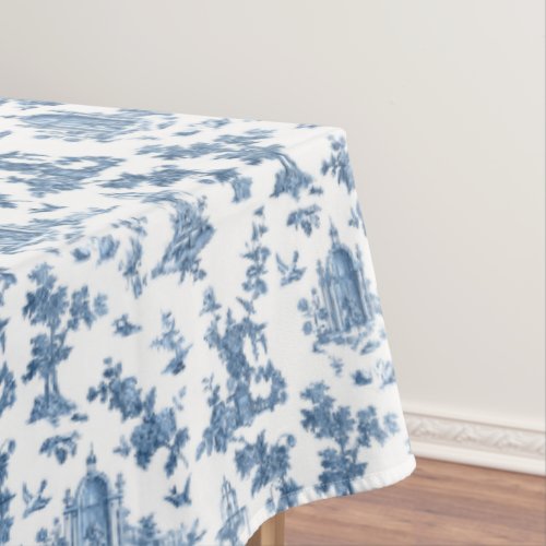 Vintage Fantastic Fountains and Trees Toile_Blue Tablecloth