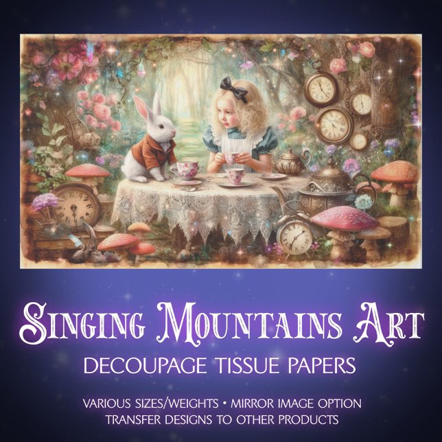 Vintage Fantasy Alice Tea Party Decoupage Tissue Paper (Creator Uploaded)