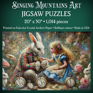 Vintage Fantasy Art Alice and White Rabbit Jigsaw Puzzle