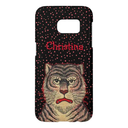 Vintage Fantasy Asian Striped Tiger Red Dots Samsung Galaxy S7 Case