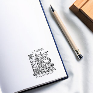 Vintage Fantasy Baby Dragon Ex Libris Rubber Stamp