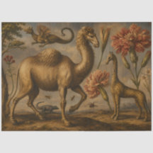 Vintage Fantasy Botanical Animal Oil Painting
